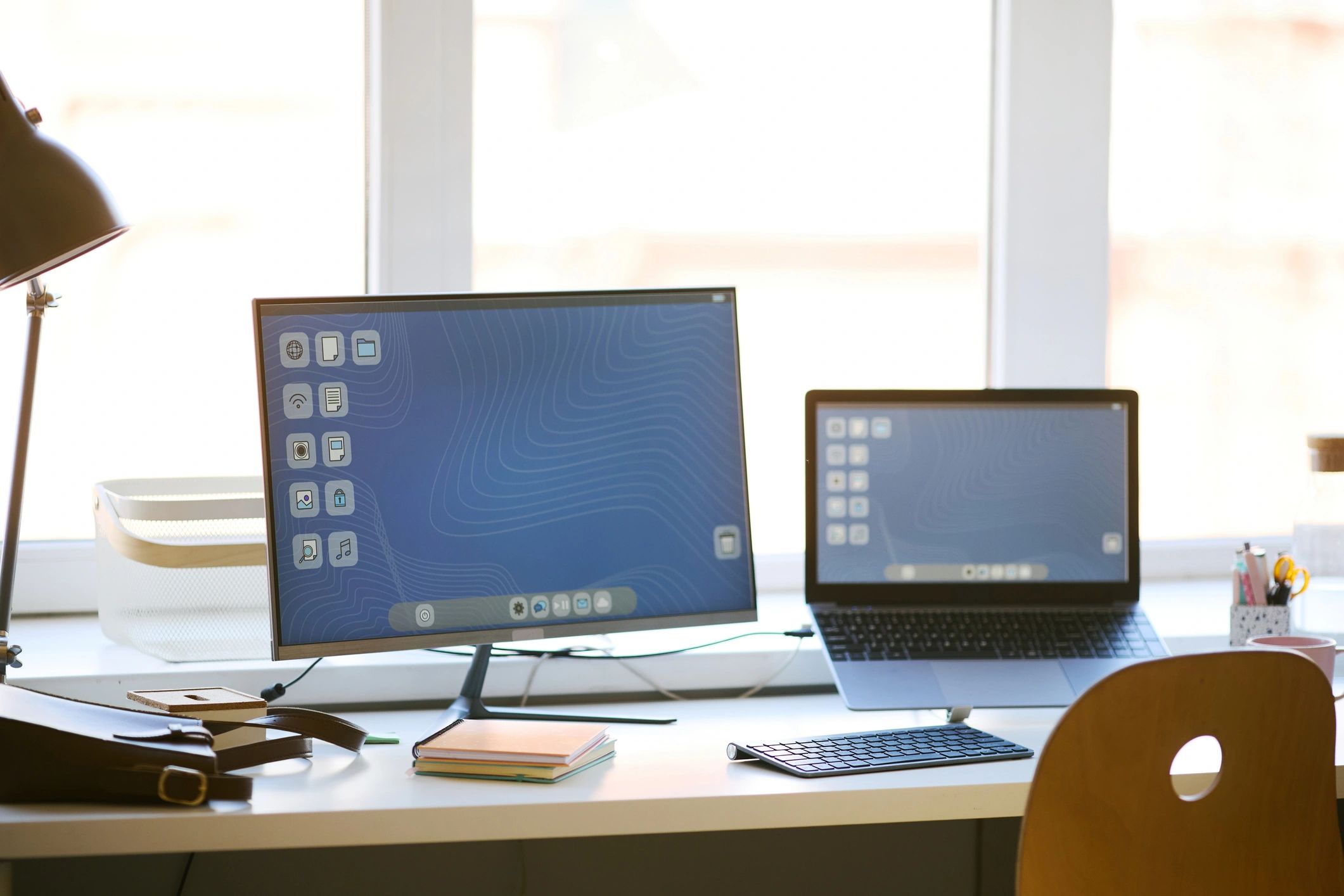 Modern professional workspace with computer desk