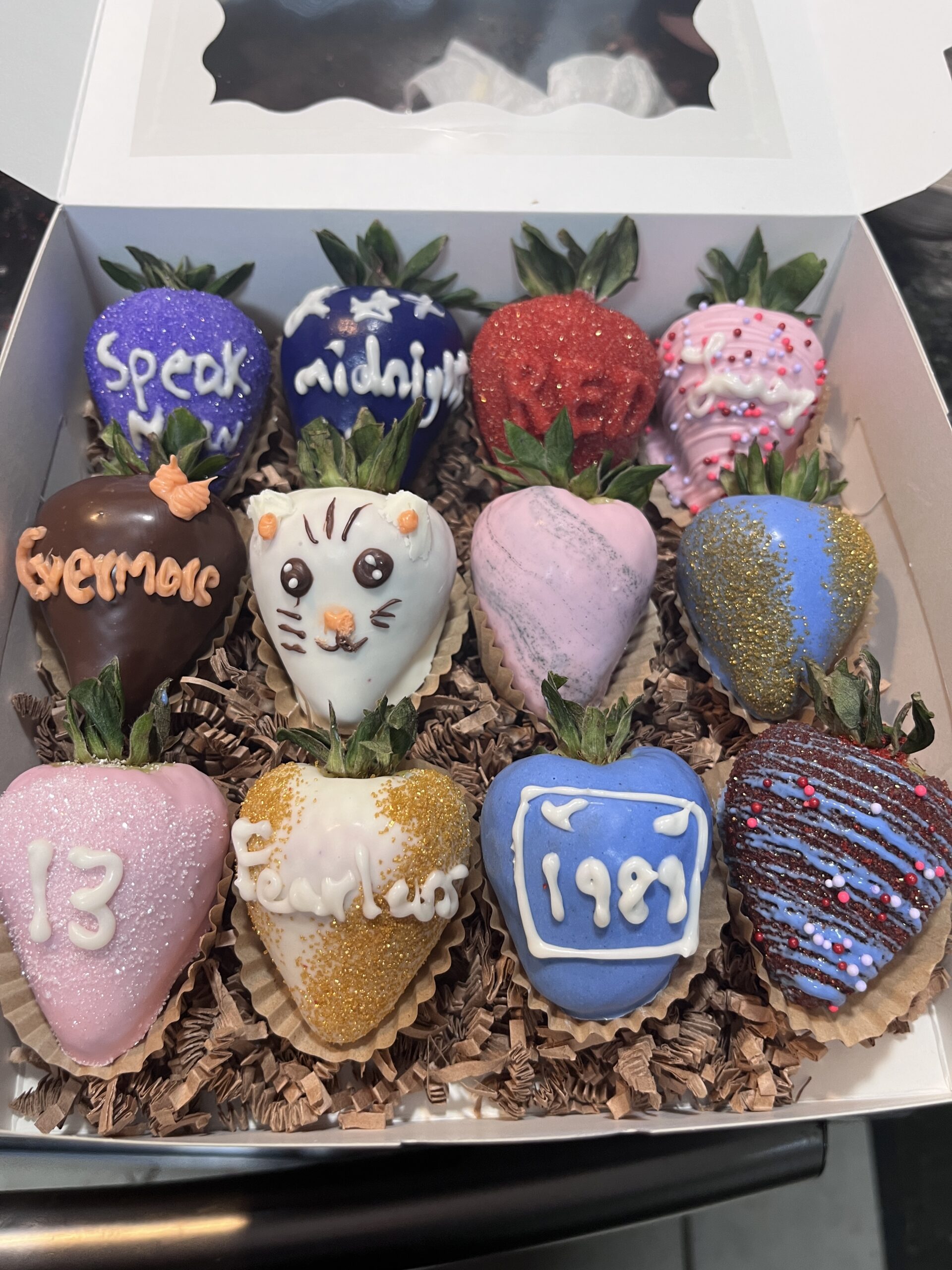 Assorted decorated cookies in a gift box